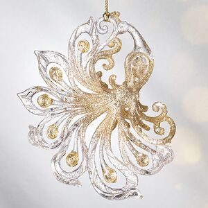 Елочная игрушка Павлин Роскошный 15 см прозрачный с золотым, подвеска Forest Market фото 7
