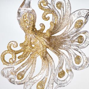 Елочная игрушка Павлин Роскошный 15 см прозрачный с золотым, подвеска Forest Market фото 8