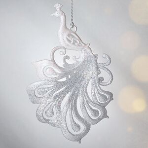 Елочная игрушка Павлин Роскошный 15 см бело-серебряный, подвеска Forest Market фото 5