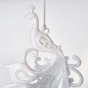 Елочная игрушка Павлин Роскошный 15 см бело-серебряный, подвеска Forest Market фото 2