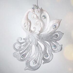 Елочная игрушка Павлин Роскошный 15 см бело-серебряный, подвеска Forest Market фото 3