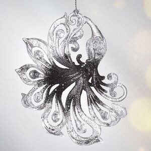 Елочная игрушка Павлин Роскошный 15 см черно-серебряный, подвеска Forest Market фото 7