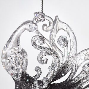 Елочная игрушка Павлин Роскошный 15 см черно-серебряный, подвеска Forest Market фото 2