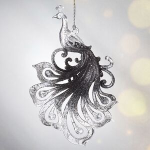 Елочная игрушка Павлин Роскошный 15 см черно-серебряный, подвеска Forest Market фото 5