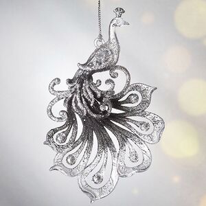 Елочная игрушка Павлин Роскошный 15 см черно-серебряный, подвеска Forest Market фото 3