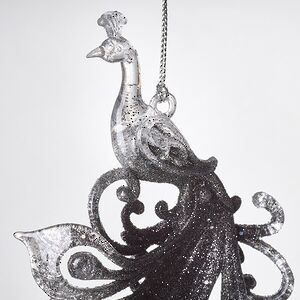 Елочная игрушка Павлин Роскошный 15 см черно-серебряный, подвеска Forest Market фото 4