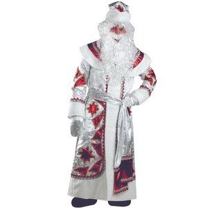Карнавальный костюм для взрослых Дед Мороз серебряно-красный, 54-56 размер