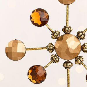 Елочная игрушка Снежинка - Парад Планет 13 см золотая с янтарем, подвеска Forest Market фото 2