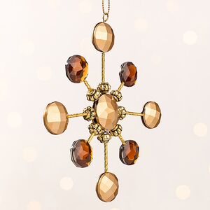 Елочная игрушка Снежинка - Парад Планет 13 см золотая с янтарем, подвеска Forest Market фото 3