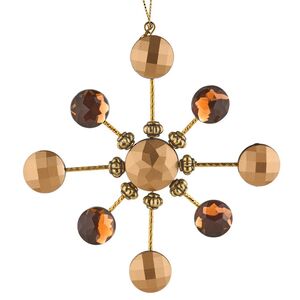 Елочная игрушка Снежинка - Парад Планет 13 см золотая с янтарем, подвеска Forest Market фото 4