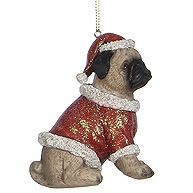 Елочная игрушка Собаки на Рождество - Мопс 9 см, подвеска Edelman фото 1