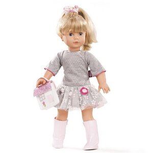 Кукла Джессика в сером платье с кружевами 46 см, закрывает глаза