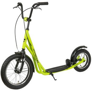 Внедорожный самокат Novatrack City Line, надувные колеса 16"/12", 2 тормоза, неоновый зеленый Novatrack фото 1