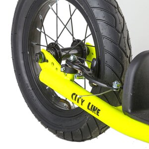 Внедорожный самокат Novatrack City Line, надувные колеса 16"/12", 2 тормоза, неоновый зеленый Novatrack фото 3