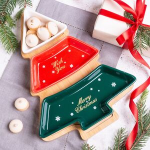 Керамическая менажница Christmas Tree с подносом 28*20 см