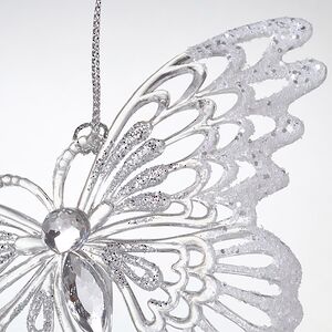 Елочная игрушка Бабочка Махаон 13 см прозрачно-серебряная, подвеска Forest Market фото 2
