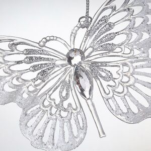 Елочная игрушка Бабочка Махаон 13 см прозрачно-серебряная, подвеска Forest Market фото 3