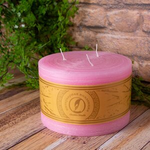 Большая свеча с тремя фитилями Ливорно Рустик 105*150 мм розовая Омский Свечной фото 1
