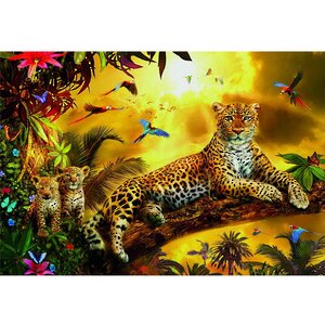 Пазл Леопард и его детёныши, 500 элементов
