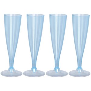 Пластиковые бокалы для шампанского Festival Blue 24 см, 4 шт, 150 мл