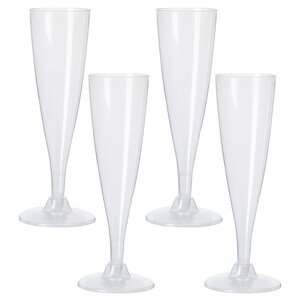 Пластиковые бокалы для шампанского Кристи, 4 шт, 130 мл