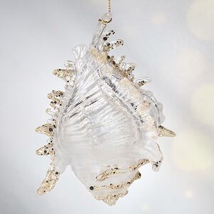 Елочная игрушка Ракушка Морское сокровище 10 см прозрачная с золотым, подвеска Forest Market фото 2