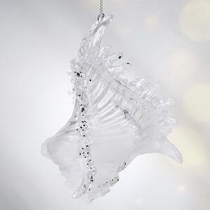 Елочная игрушка Ракушка Морское сокровище 10 см прозрачная с серебряным, подвеска Forest Market фото 3