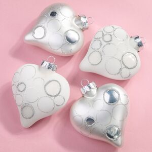 Набор стеклянных елочных игрушек Сердечки - Snow History 9 см, 4 шт, подвеска