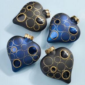 Набор стеклянных елочных игрушек Сердечки - Sapfiro Sea 9 см, 4 шт, подвеска