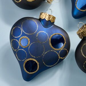 Набор стеклянных елочных игрушек Сердечки - Sapfiro Sea 9 см, 4 шт, подвеска Kaemingk фото 2