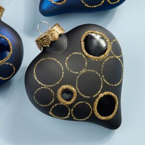 Набор стеклянных елочных игрушек Сердечки - Sapfiro Sea 9 см, 4 шт, подвеска Kaemingk фото 3