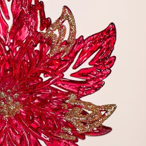 Елочная игрушка Ажурная Пуансеттия 12 см красная с золотым, подвеска Forest Market фото 2