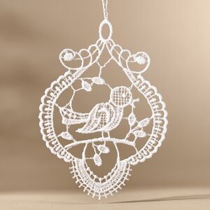 Кружевная елочная игрушка Птичка на ветке 9 см Vogel (Вогель) фото 1