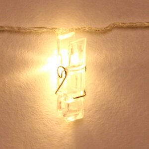 Светодиодная гирлянда Прищепки 4 м, 20 теплых белых ламп, прозрачный ПВХ, IP20 Serpantin фото 2