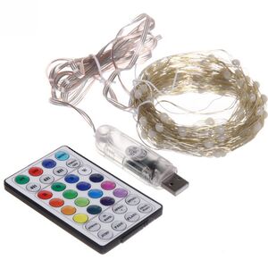 Светодиодная USB-гирлянда Роса Magnificent 10 м, 100 разноцветных RGB LED, серебряная проволока, пульт управления, таймер, IP20 Serpantin фото 6