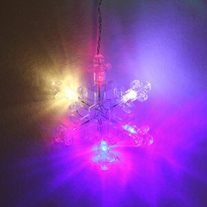 Светодиодная гирлянда бахрома Снежинки 2.5*0.9 м, 130 разноцветных LED ламп, мерцание, прозрачный ПВХ, IP20 Serpantin фото 4