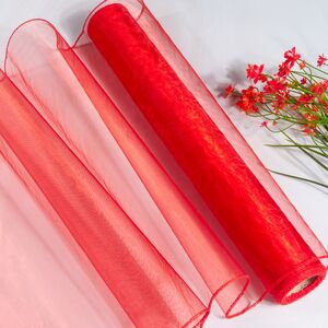 Ткань для декорирования 40*100 см красная, органза