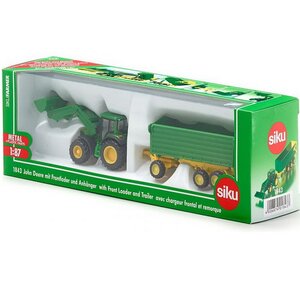 Трактор John Deere с ковшом и прицепом-кузовом 1:87, 21 см SIKU фото 3