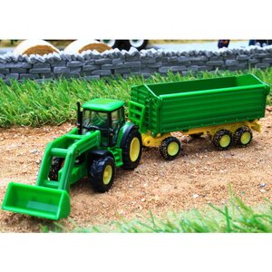 Трактор John Deere с ковшом и прицепом-кузовом 1:87, 21 см SIKU фото 2