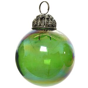 Винтажный елочный шар Bubble - Зеленая Лужайка 10 см, стекло