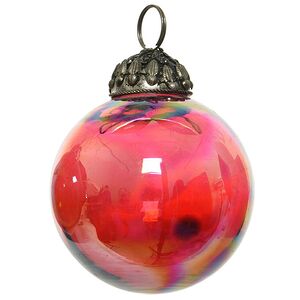 Винтажный елочный шар Bubble - Алый Закат 10 см, стекло