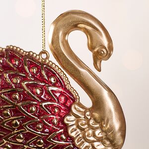 Елочная игрушка Лебединая Песня 12 см золотая с красным, подвеска Forest Market фото 2