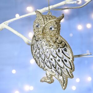 Елочная игрушка Мудрая Сова 13 см золотая, подвеска Forest Market фото 4