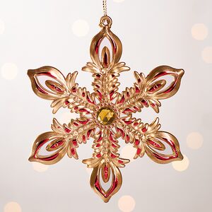 Елочная игрушка Снежинка - Snow Diamond 13 см золотая, подвеска