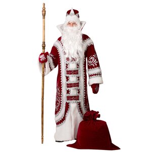 Карнавальный костюм для взрослых Дед Мороз Купеческий бордовый, 54-56 размер