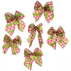 Набор бантиков Рождественская Клетка тканные 6*12 см, 6 шт Billiet фото 2