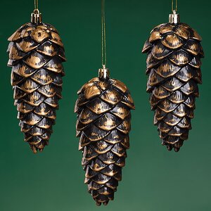 Елочная игрушка Шишка Fattura - Antique Brown 14 см, 3 шт, пластик, подвеска Winter Deco фото 1