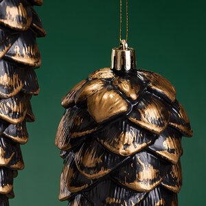 Елочная игрушка Шишка Fattura - Antique Brown 14 см, 3 шт, пластик, подвеска Winter Deco фото 4