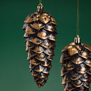 Елочная игрушка Шишка Fattura - Antique Brown 14 см, 3 шт, пластик, подвеска Winter Deco фото 2