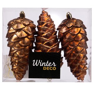 Елочная игрушка Шишка Fattura - Antique Cooper 14 см, 3 шт, пластик, подвеска Winter Deco фото 5